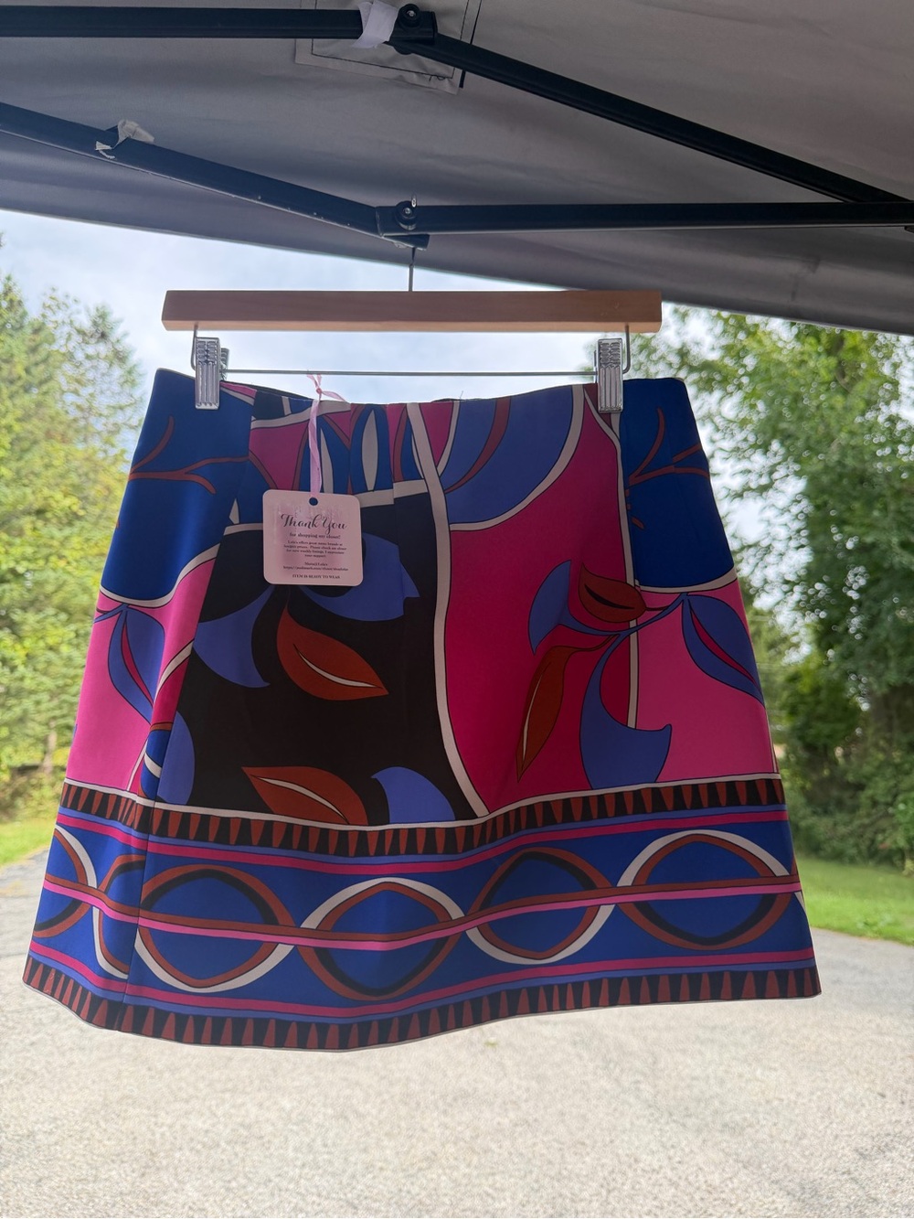 Zara Vibrant Pink & Blue Printed A-Line Women's Skirt L new without tags